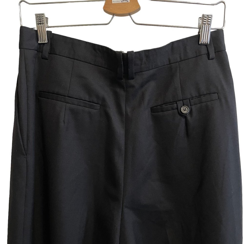 The Row Marian Wool Blend Pleated Front High Rise Wide Leg Pants Black 8 - Picture 7 of 12